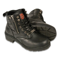 Milwaukee Leather MBL9320 Womens Black Lace-Up Boots with Side Zipper