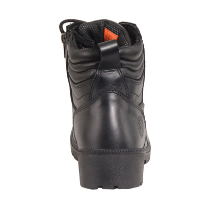 Womens Black Waterproof Lace-Up Boots with Side Zipper