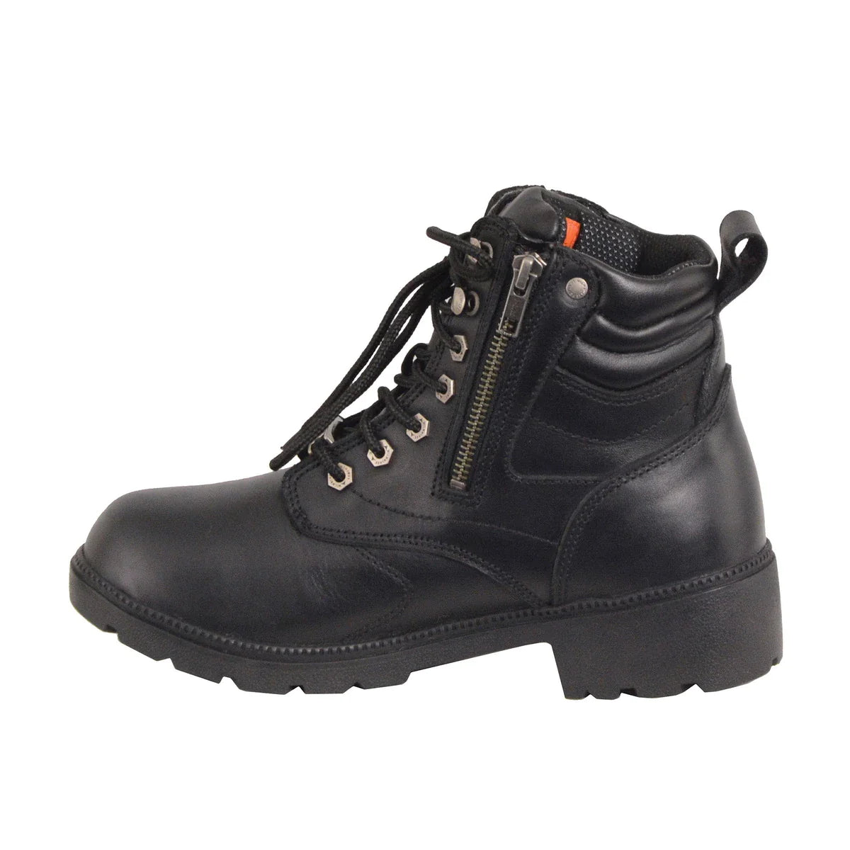 Womens Black Waterproof Lace-Up Boots with Side Zipper