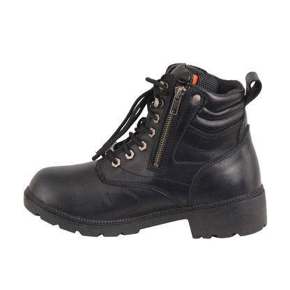 Womens Black Waterproof Lace-Up Boots with Side Zipper