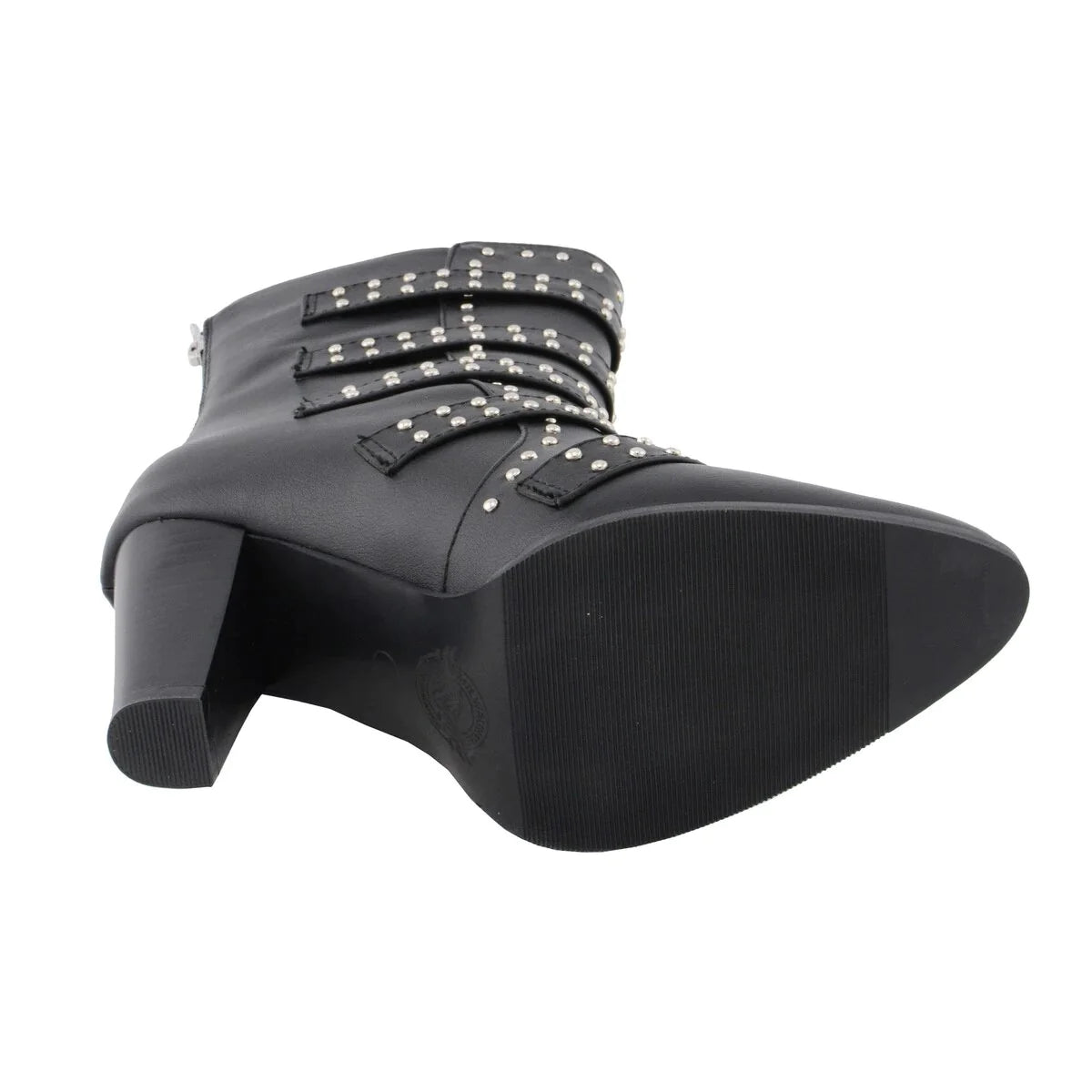 Womens Black Buckle Up Boots with Studded Bling