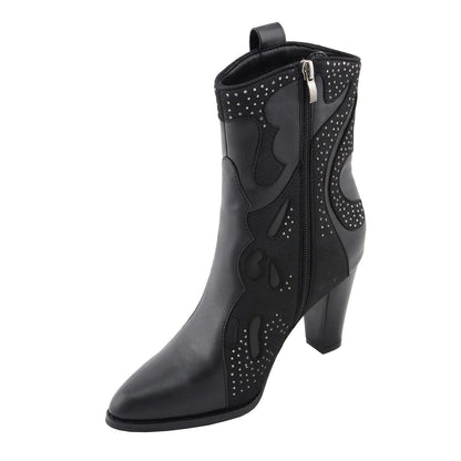 Womens Black Western Style Boots with Studded Bling