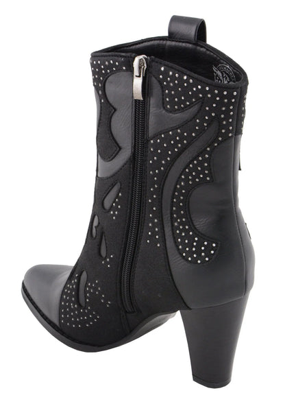 Womens Black Western Style Boots with Studded Bling
