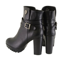 Milwaukee Performance MBL9435 Womens Black Double Strap Side Zipper Boots with Platform Heel