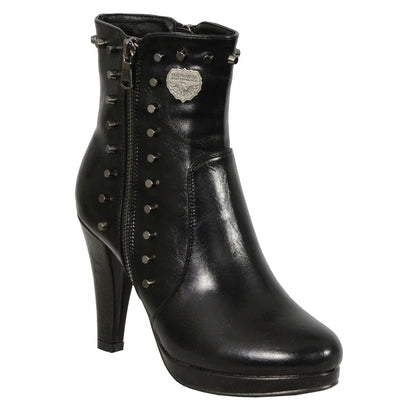 Milwaukee Performance MBL9440 Womens Black Spiked Boots with Side Zippers