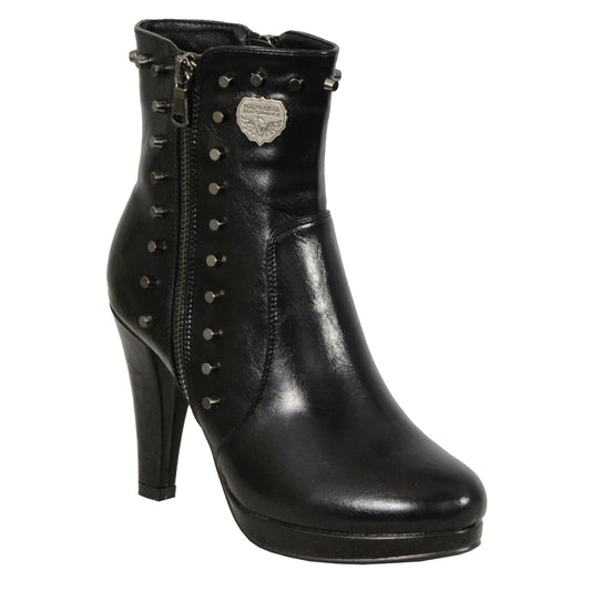 Milwaukee Performance MBL9440 Womens Black Spiked Boots with Side Zippers