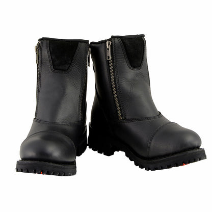 MBM102 Men's Motorcycle Boots With Double Sided Zipper Black