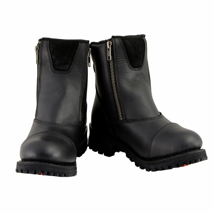 MBM102 Men's Motorcycle Boots With Double Sided Zipper Black