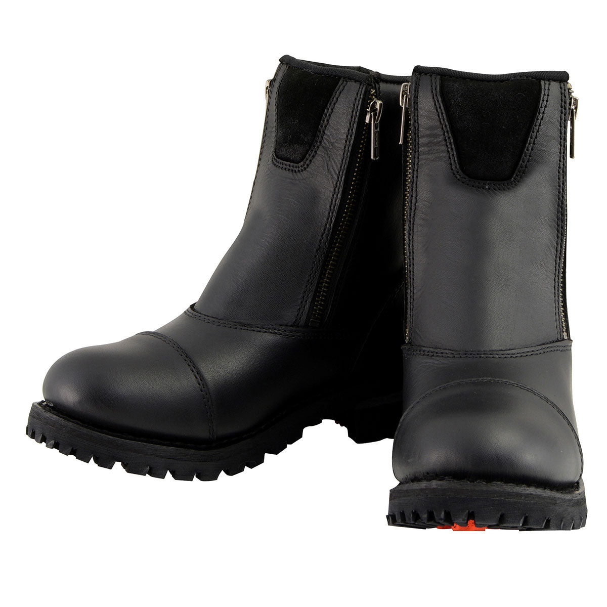 MBM102 Men's Motorcycle Boots With Double Sided Zipper Black