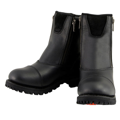MBM102 Men's Motorcycle Boots With Double Sided Zipper Black