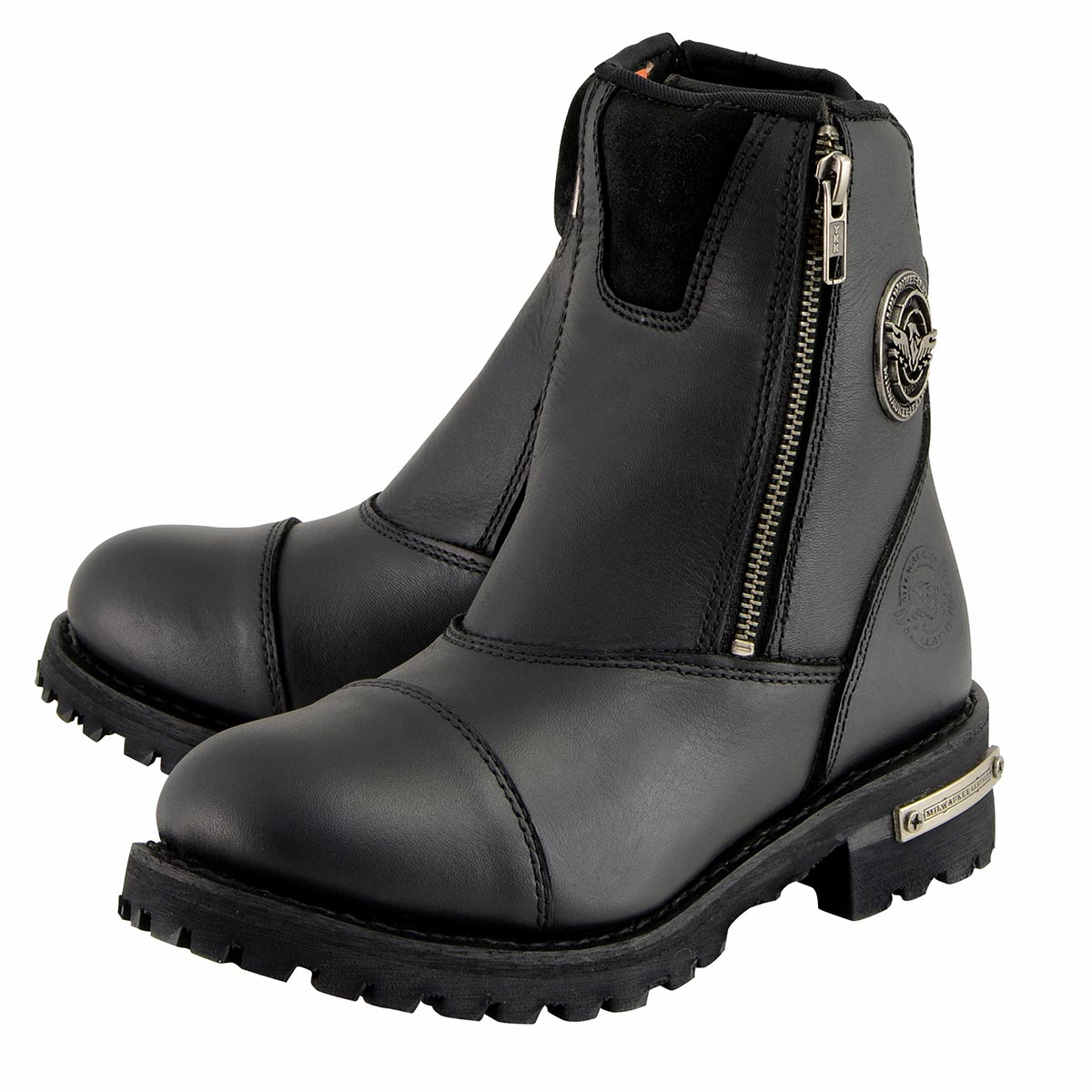 MBM102 Men's Motorcycle Boots With Double Sided Zipper Black