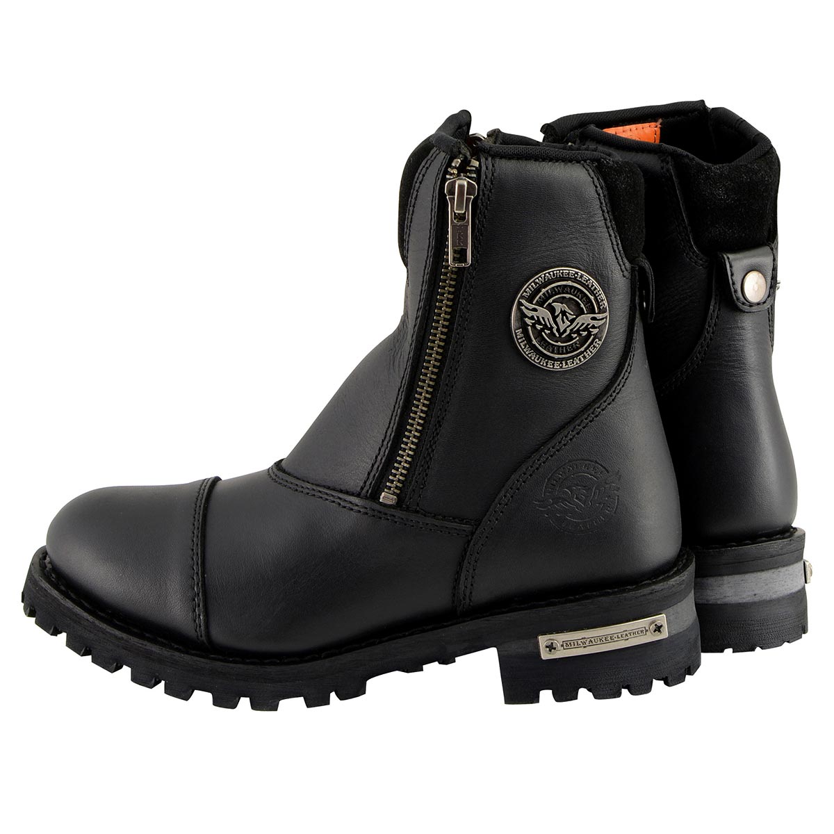 MBM102 Men's Motorcycle Boots With Double Sided Zipper Black