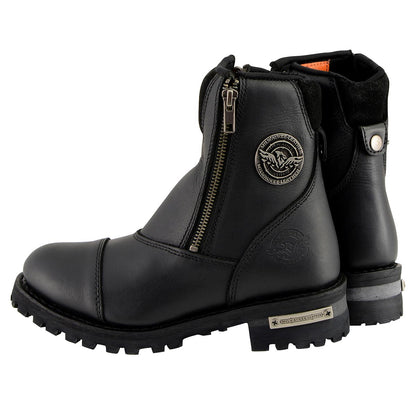MBM102 Men's Motorcycle Boots With Double Sided Zipper Black