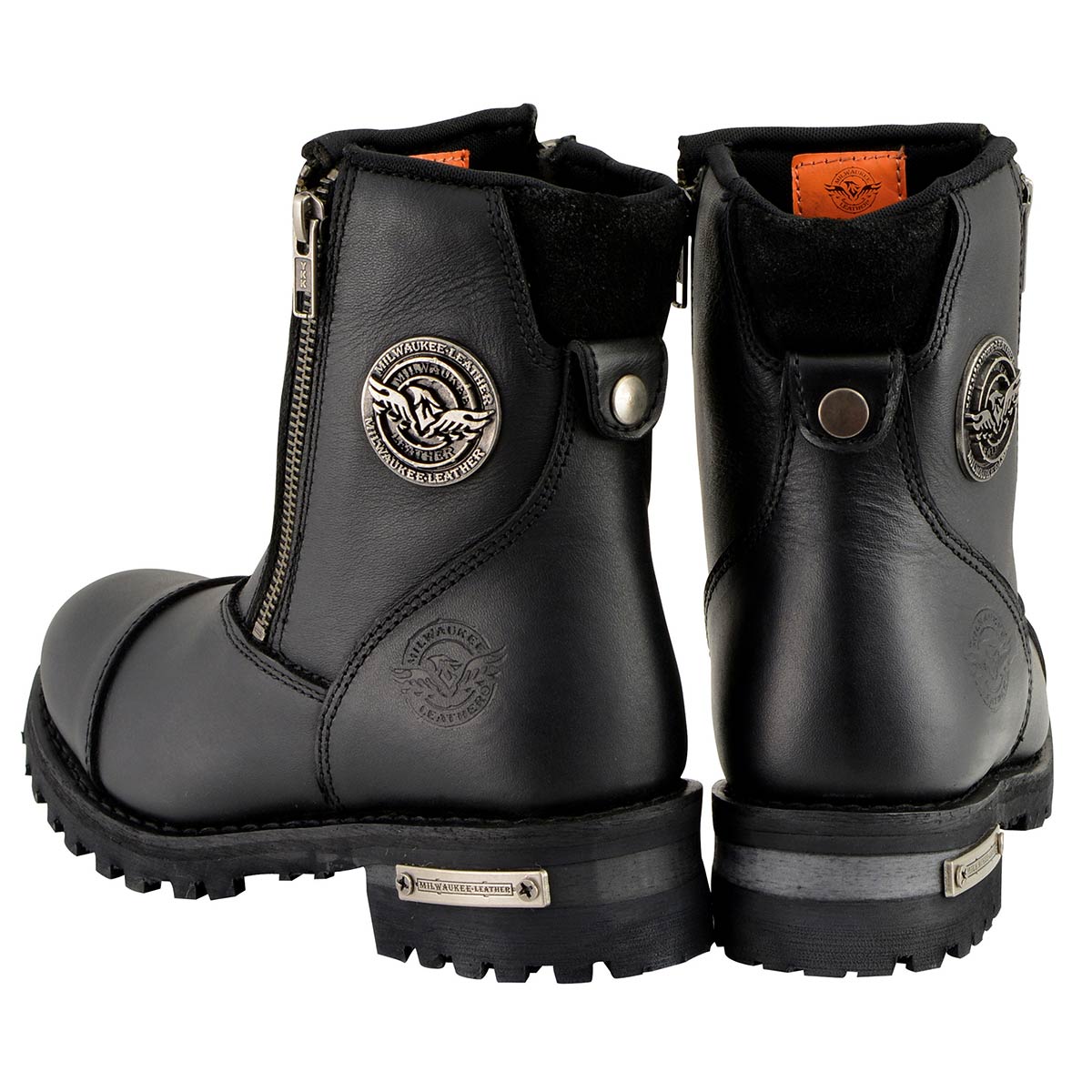MBM102 Men's Motorcycle Boots With Double Sided Zipper Black