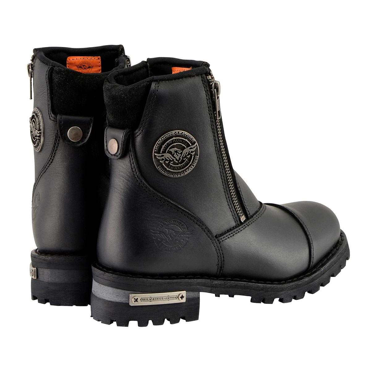 MBM102 Men's Motorcycle Boots With Double Sided Zipper Black