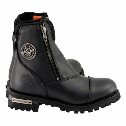MBM102 Men's Motorcycle Boots With Double Sided Zipper Black