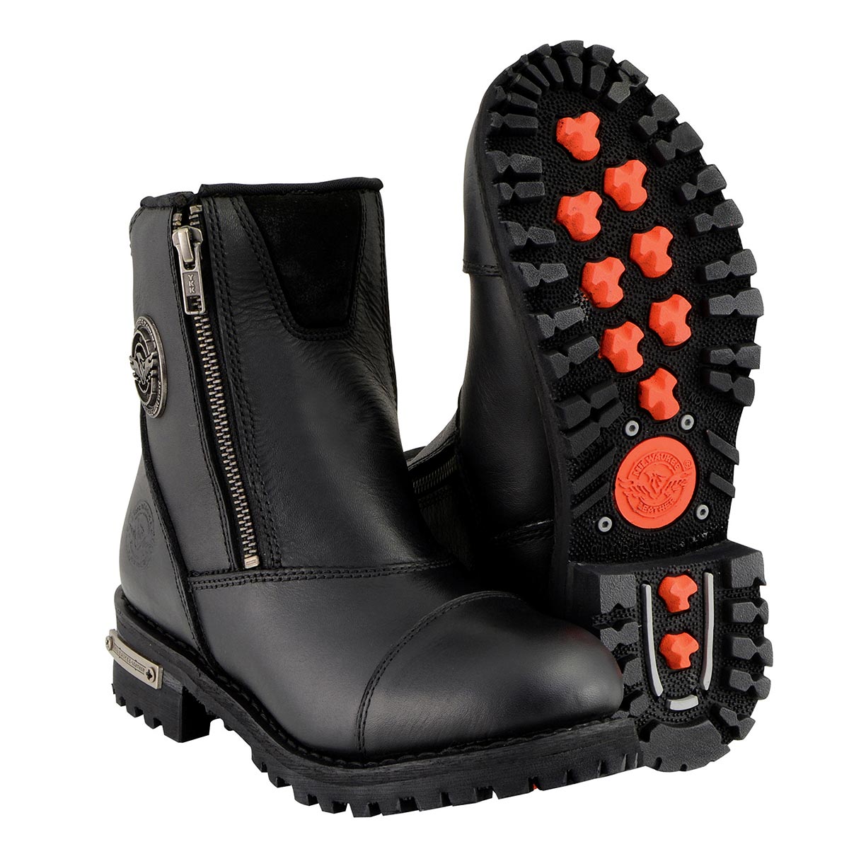 MBM102 Men's Motorcycle Boots With Double Sided Zipper Black