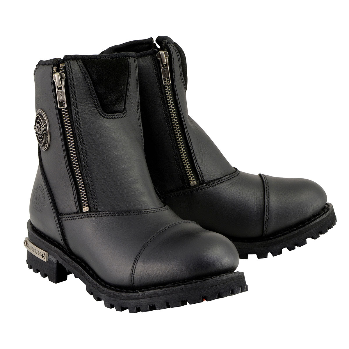 MBM102 Men's Motorcycle Boots With Double Sided Zipper Black