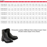 MBM102 Men's Motorcycle Boots With Double Sided Zipper Black