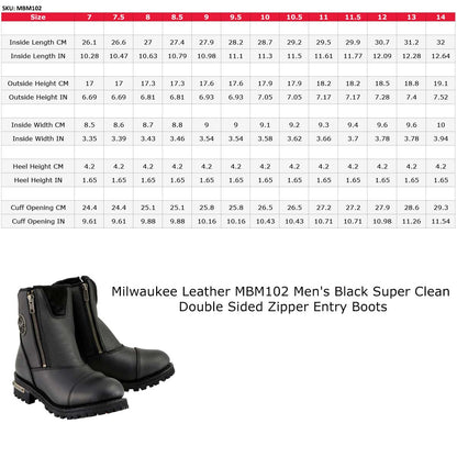 MBM102 Men's Motorcycle Boots With Double Sided Zipper Black