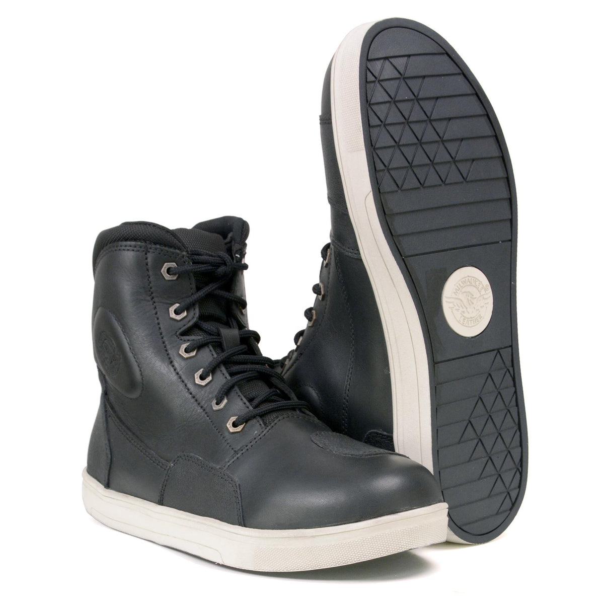 MBM9002 Men's Reinforced Leather Biker Riding Shoes Shift Protection