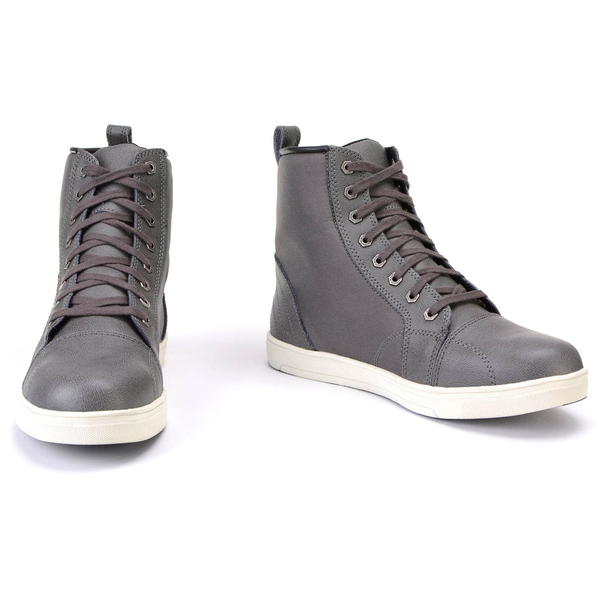 Men's Leather and Canvas Street Riding Waterproof Shoes Grey