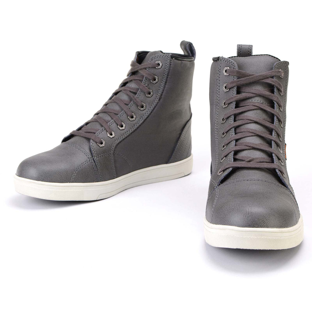 Men's Leather and Canvas Street Riding Waterproof Shoes Grey
