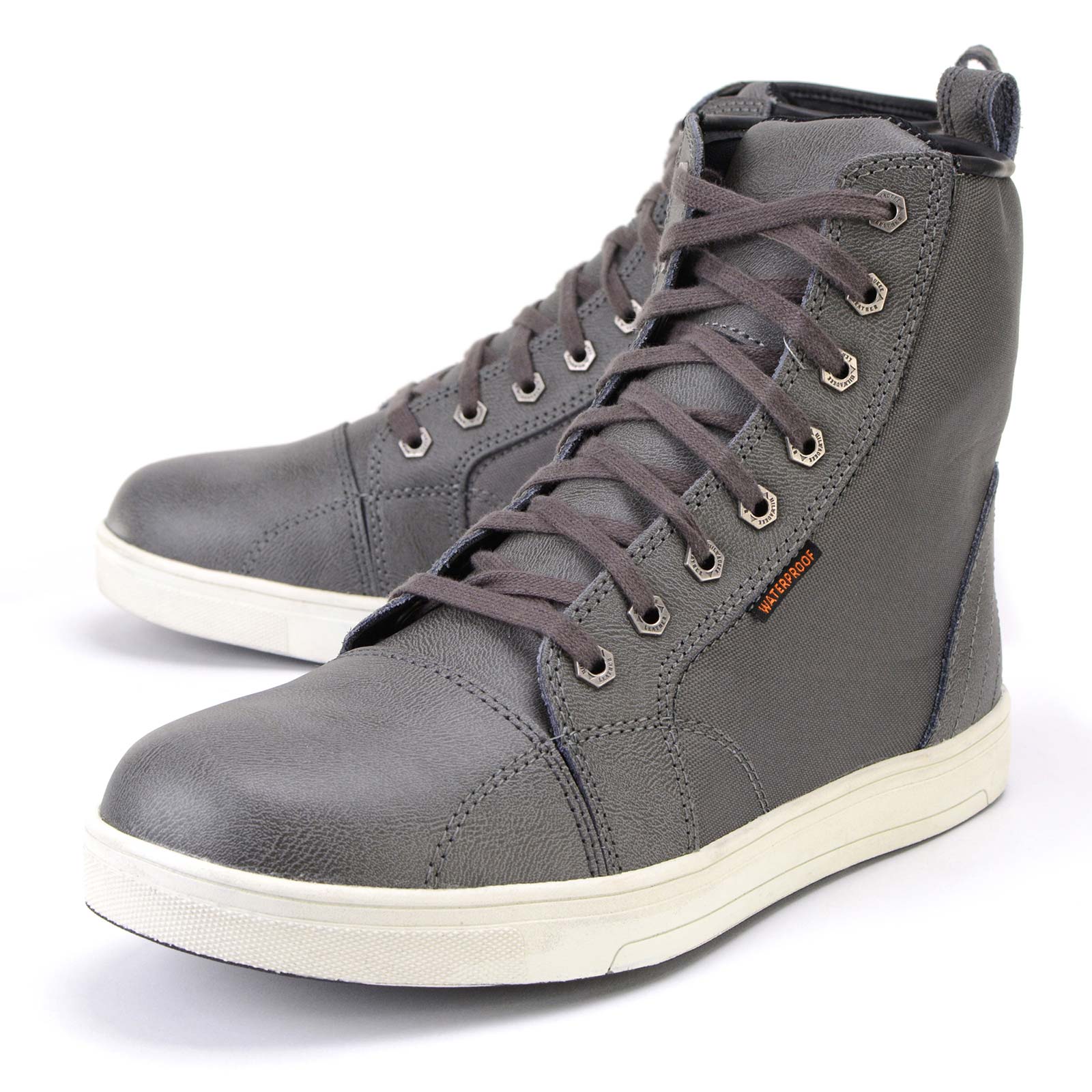 Men's Leather and Canvas Street Riding Waterproof Shoes Grey
