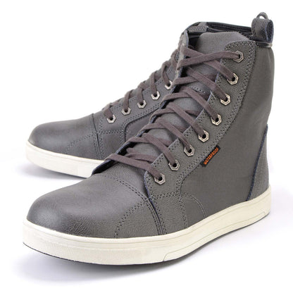 Men's Leather and Canvas Street Riding Waterproof Shoes Grey