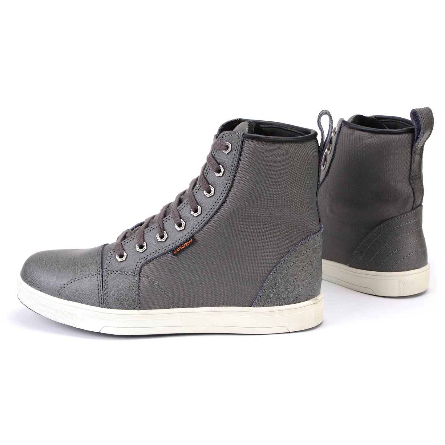 Men's Leather and Canvas Street Riding Waterproof Shoes Grey