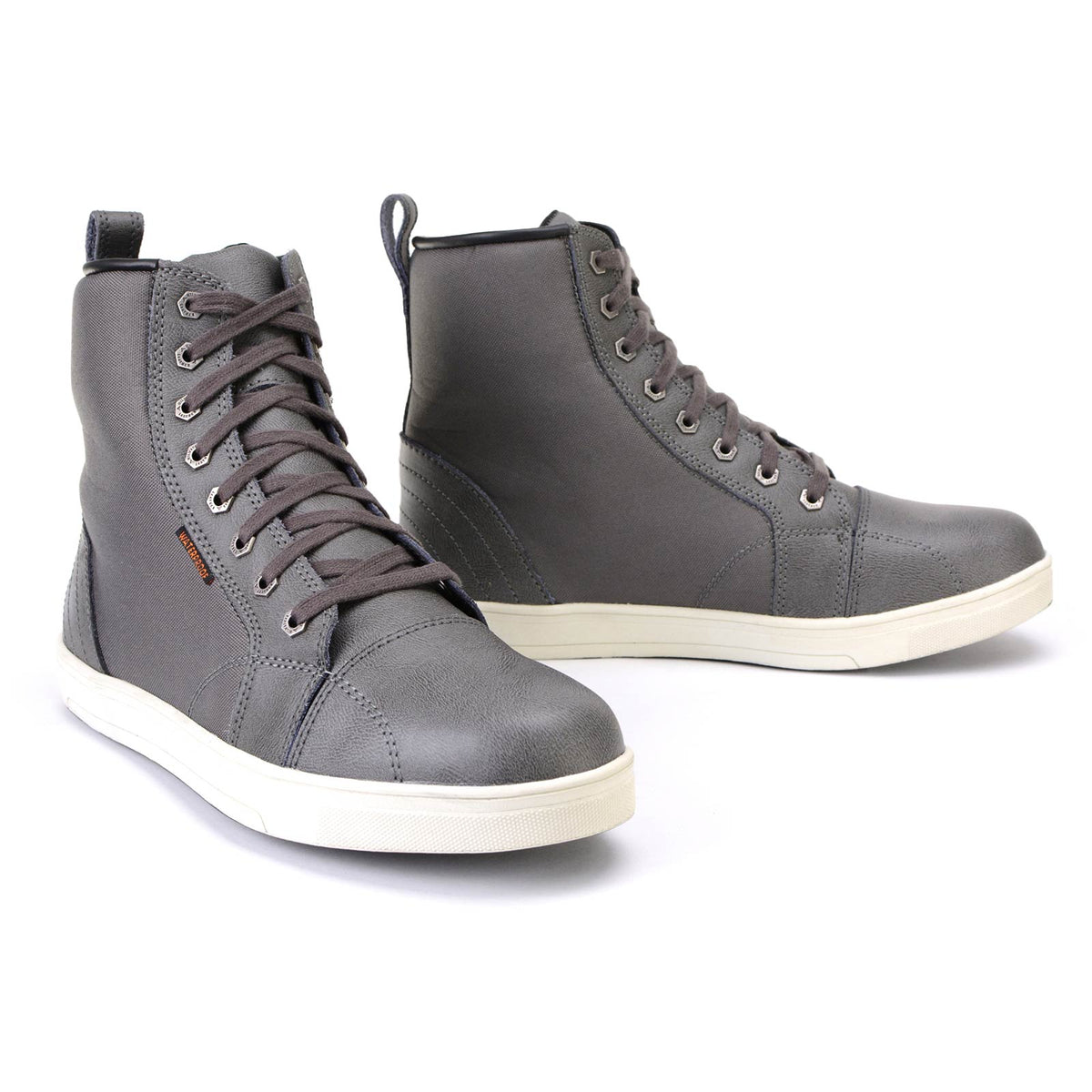 Men's Leather and Canvas Street Riding Waterproof Shoes Grey