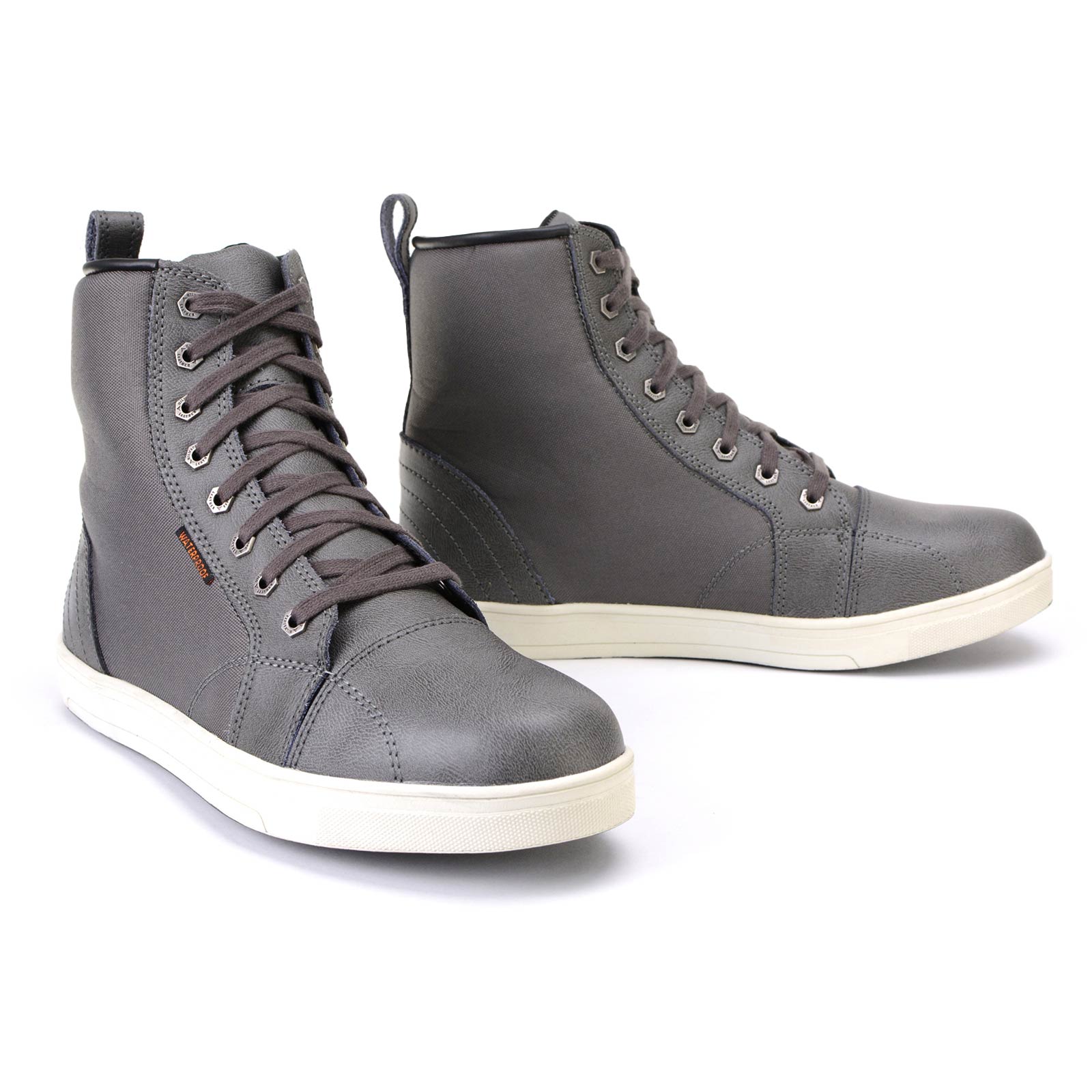 Men's Leather and Canvas Street Riding Waterproof Shoes Grey