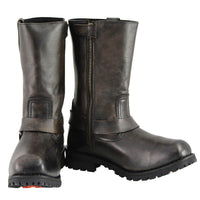 Men's Distressed Brown 11-Inch Square Toe Harness Motorcycle Boots