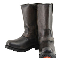 Distressed Brown 11-inch Square Toe Harness Motorcycle Boots Wide Width