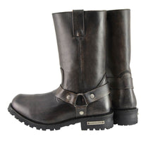 Men's Distressed Brown 11-Inch Square Toe Harness Motorcycle Boots