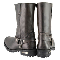 Men's Distressed Brown 11-Inch Square Toe Harness Motorcycle Boots