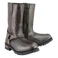 Distressed Brown 11-inch Square Toe Harness Motorcycle Boots Wide Width
