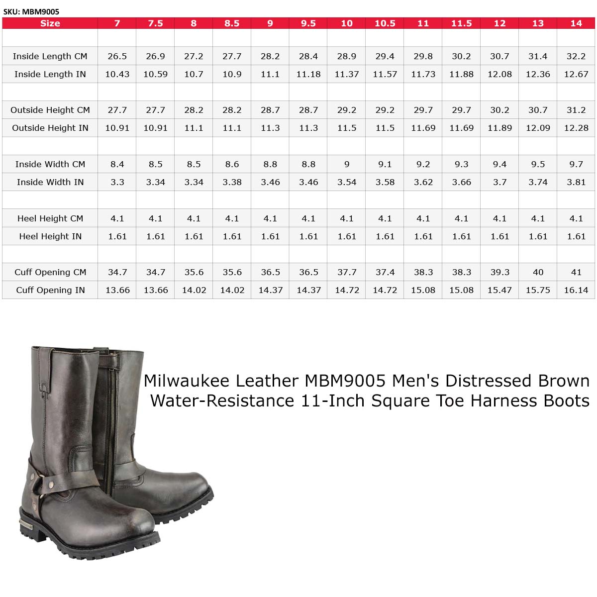 Men's Distressed Brown 11-Inch Square Toe Harness Motorcycle Boots