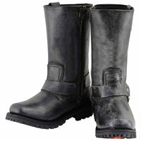 11-inch Classic Harness Square Toe Motorcycle Boots Distressed Gray