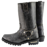 11-inch Classic Harness Square Toe Motorcycle Boots Distressed Gray