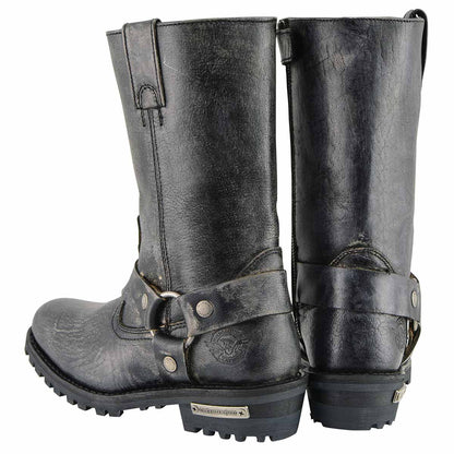 11-inch Classic Harness Square Toe Motorcycle Boots Distressed Gray
