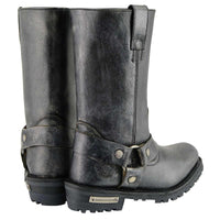 11-inch Classic Harness Square Toe Motorcycle Boots Distressed Gray