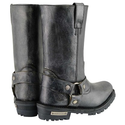 11-inch Classic Harness Square Toe Motorcycle Boots Distressed Gray