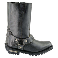 11-inch Classic Harness Square Toe Motorcycle Boots Distressed Gray