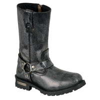 11-inch Classic Harness Square Toe Motorcycle Boots Distressed Gray