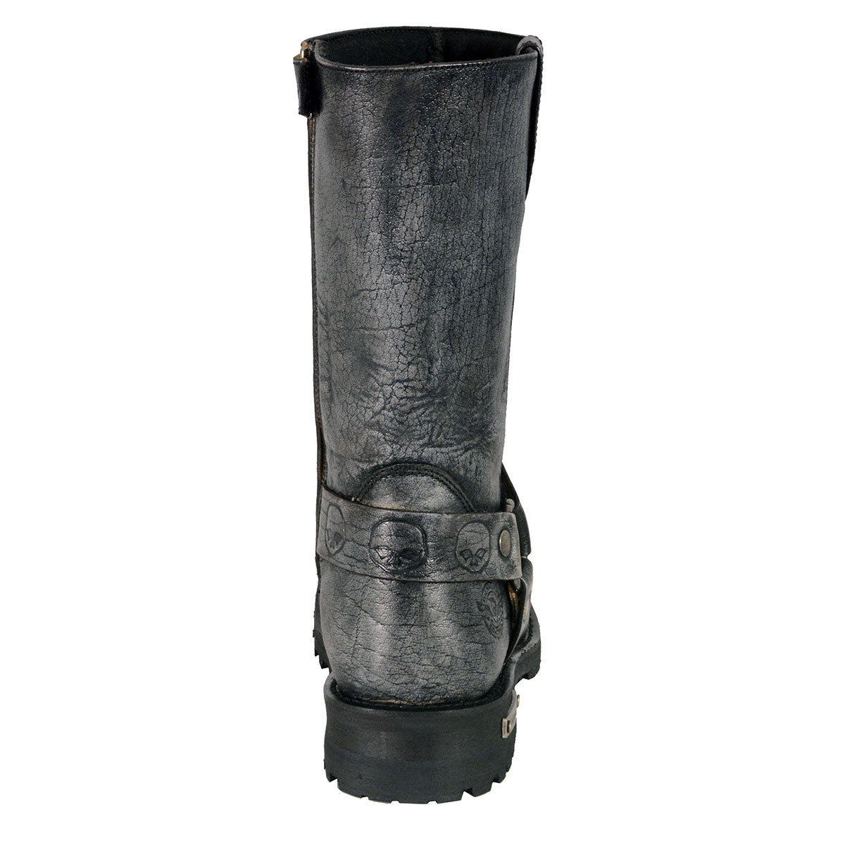 11-inch Classic Harness Square Toe Motorcycle Boots Distressed Gray