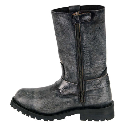 11-inch Classic Harness Square Toe Motorcycle Boots Distressed Gray