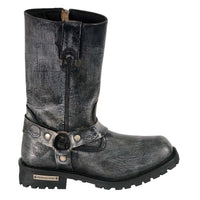 11-inch Classic Harness Square Toe Motorcycle Boots Distressed Gray