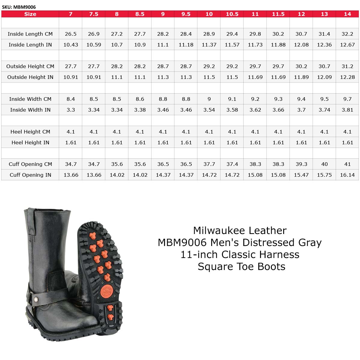 11-inch Classic Harness Square Toe Motorcycle Boots Distressed Gray