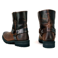 MBM9008 Men's Motorcycle Harness Boots Full Grain Leather Brown